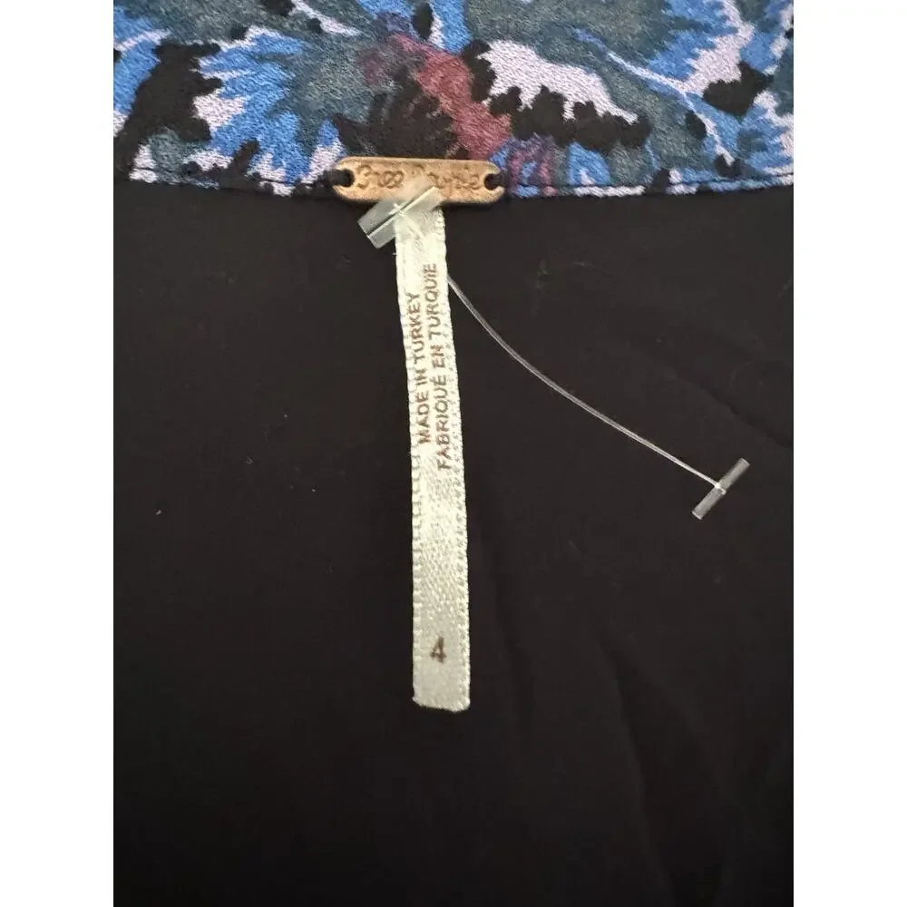 Free People Dark Floral Empire Waist Mini Dress Size 4